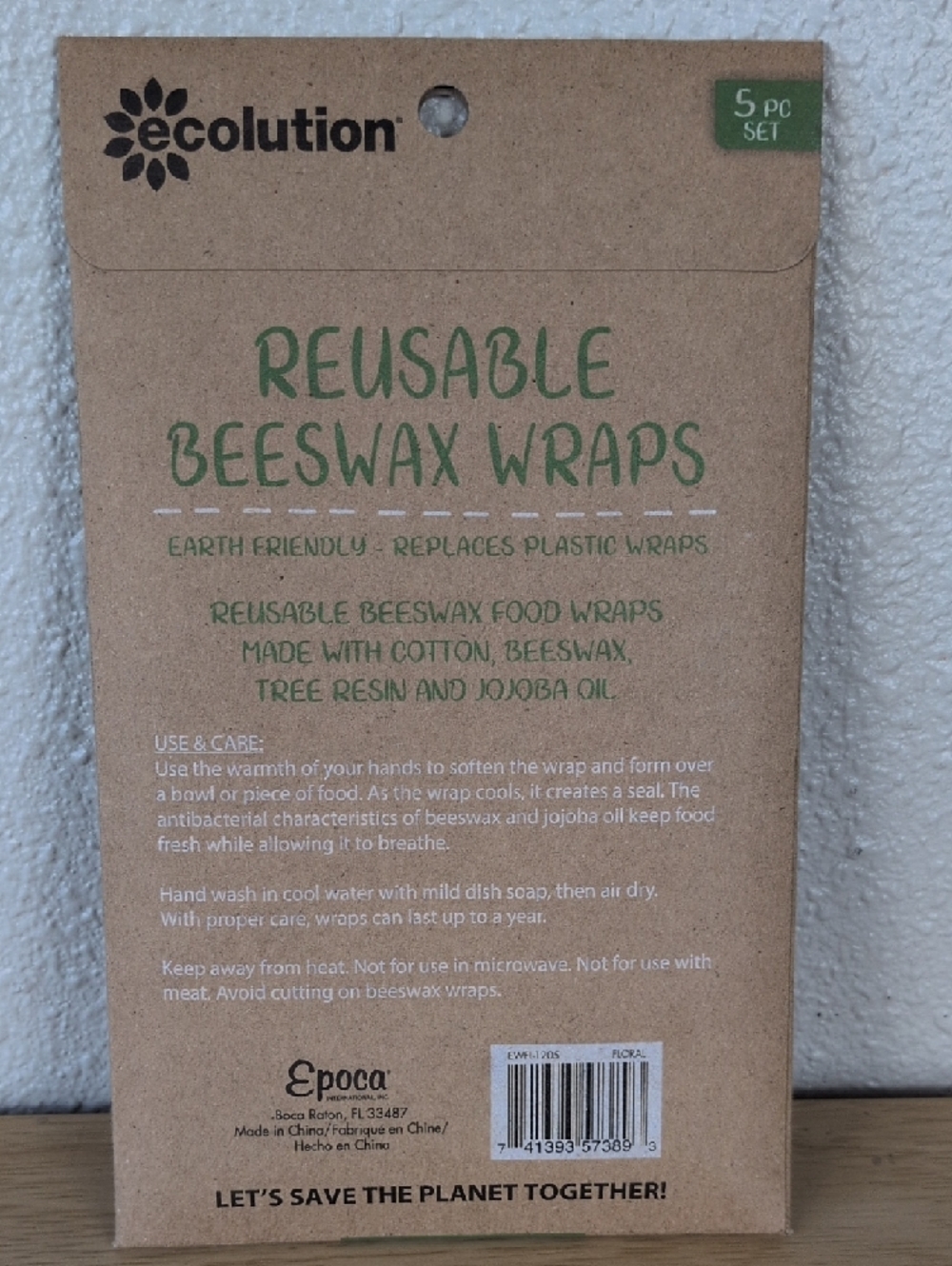 Ecolution Reusable Beeswax Wraps 5 pc Set - Picture 4 of 6